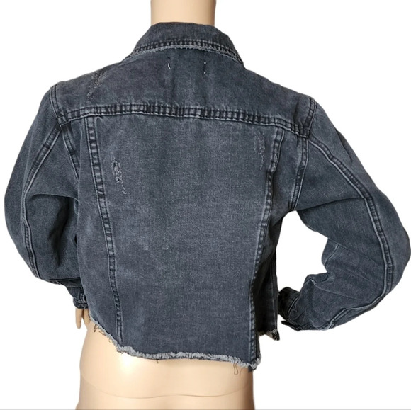 Mono b charcoal distressed jean jacket. - Picture 15 of 17
